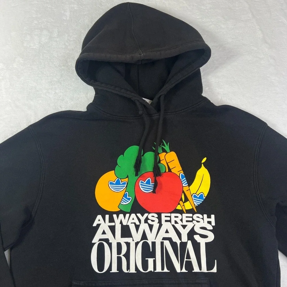 Adidas Originals Always Fresh Alway Original Black Hoodie Men's Small Distressed